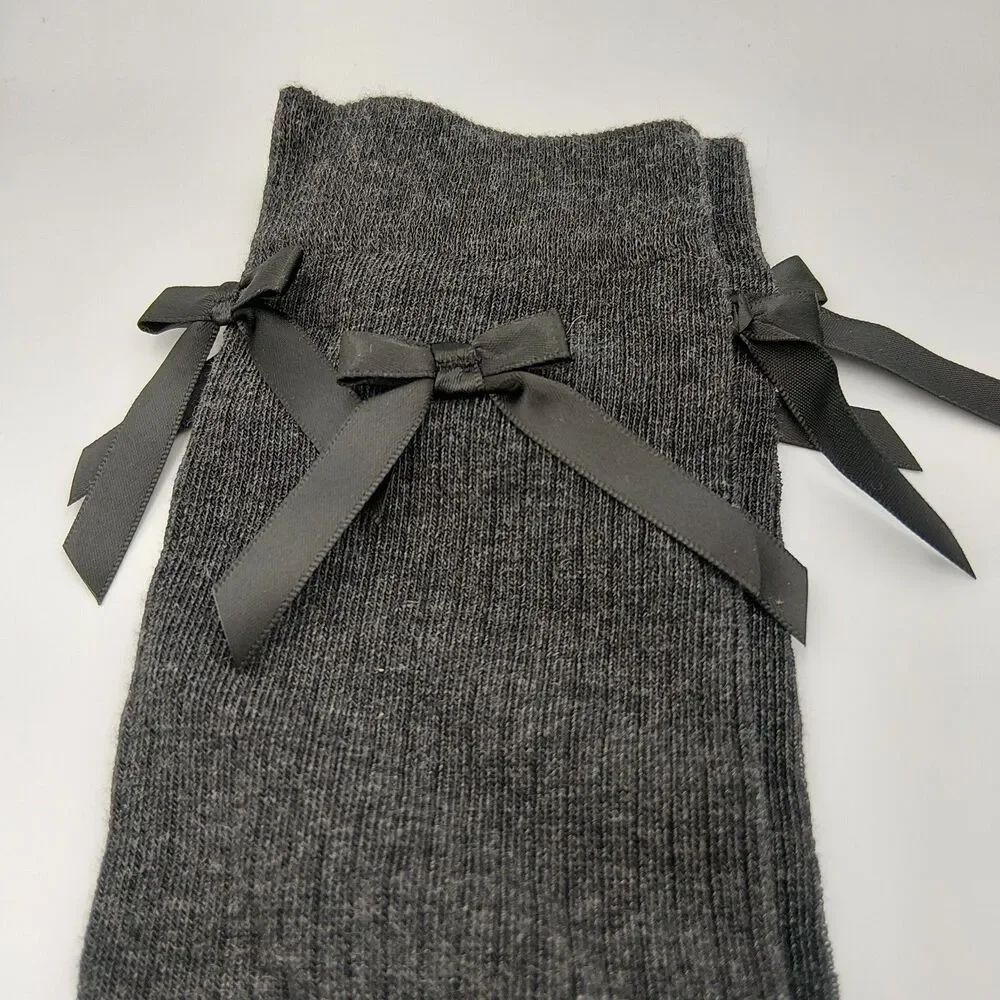 Calzedonia Italian brand knee socks with bows anthracite gray-set of 2